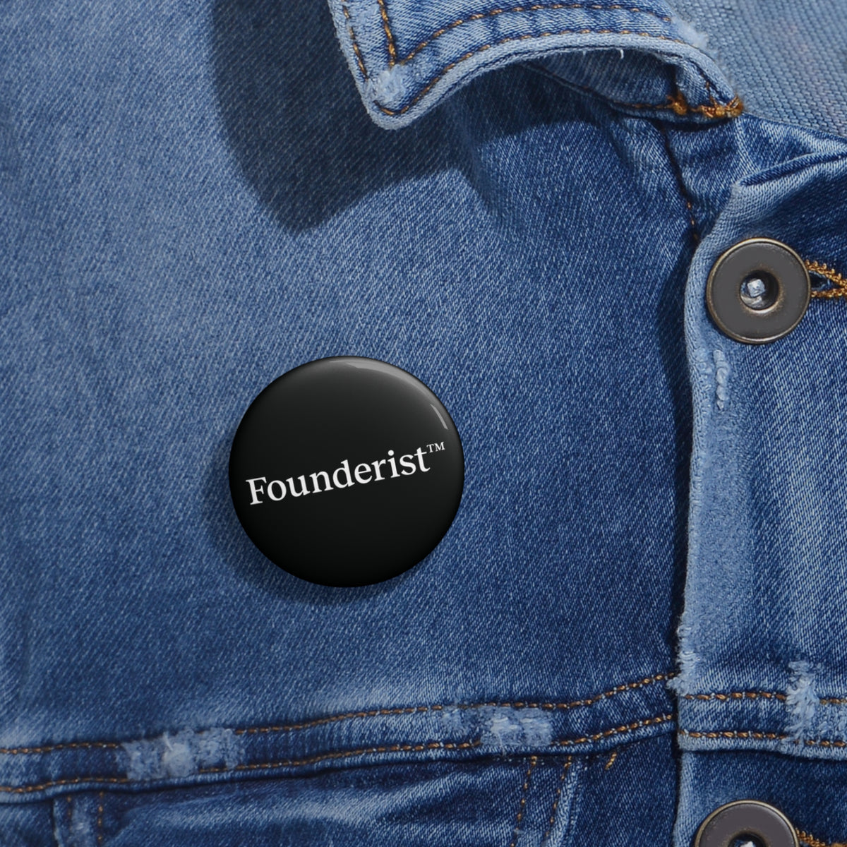 Founderist Black Logo Pin Button — Small Round Custom Button Badge