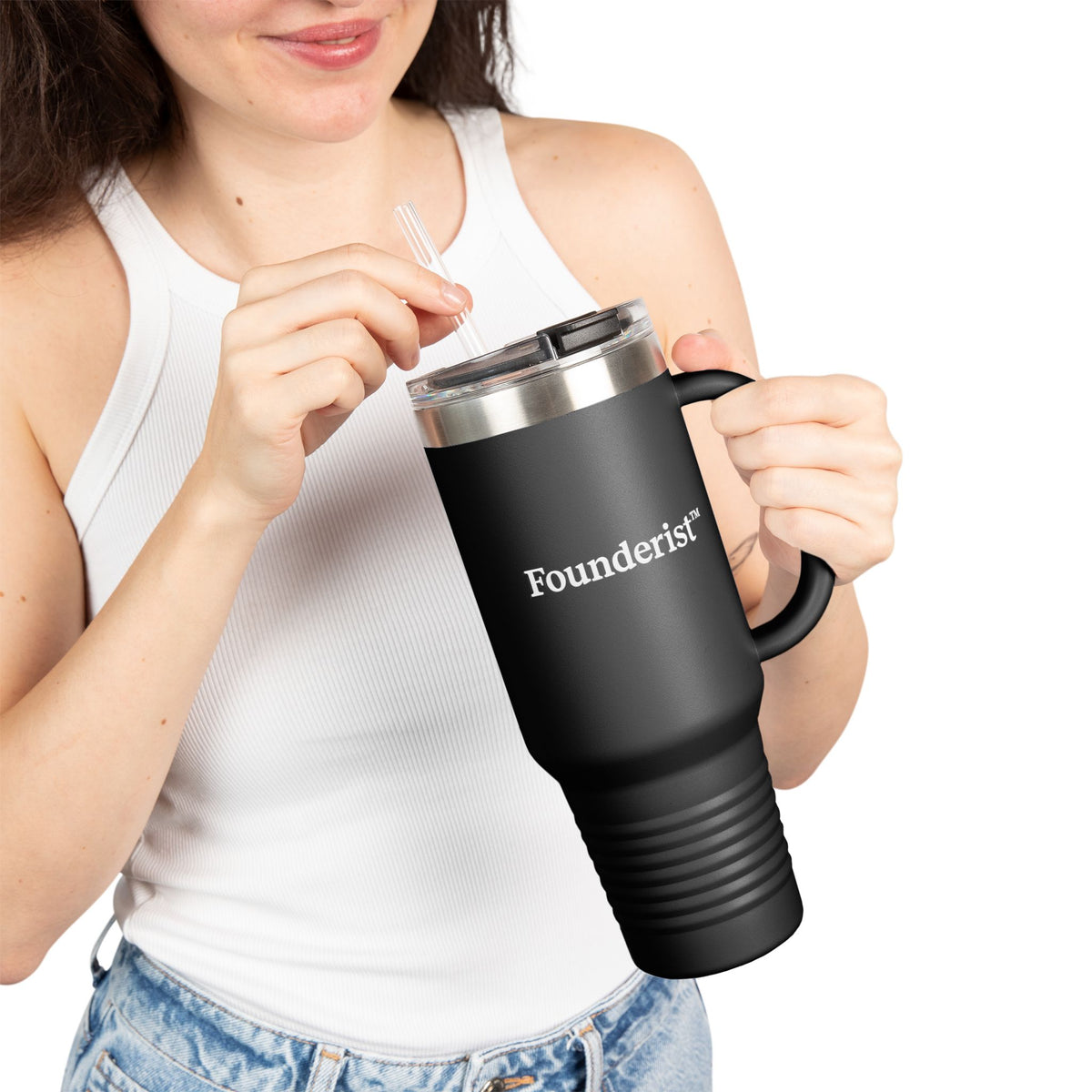 Founderist 40oz Insulated Travel Mug — Large Stainless Steel Tumbler with Lid & Straw